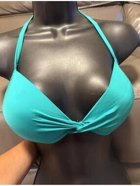 BATHING SUIT TOP Stylus Turquoise Triangle Bikini Top Size L